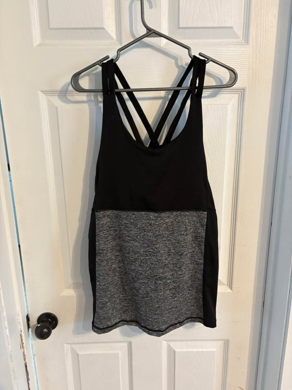 Women's Black & Gray Double-Strap Tank Top